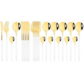 Commercial & Household 24Pcs Dinnerware Set Stainless Steel Flatware Tableware (Type: Flatware Set, Color: White Gold)