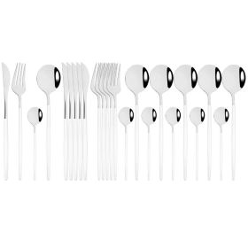 Commercial & Household 24Pcs Dinnerware Set Stainless Steel Flatware Tableware (Type: Flatware Set, Color: White Silver)