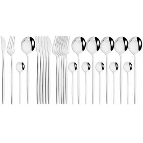 Commercial & Household 24Pcs Dinnerware Set Stainless Steel Flatware Tableware (Type: Flatware Set, Color: Silver)