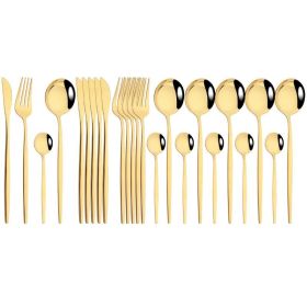 Commercial & Household 24Pcs Dinnerware Set Stainless Steel Flatware Tableware (Type: Flatware Set, Color: Gold)